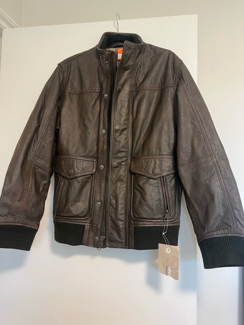 Denver Hayes Brown Leather Bomber Jacket